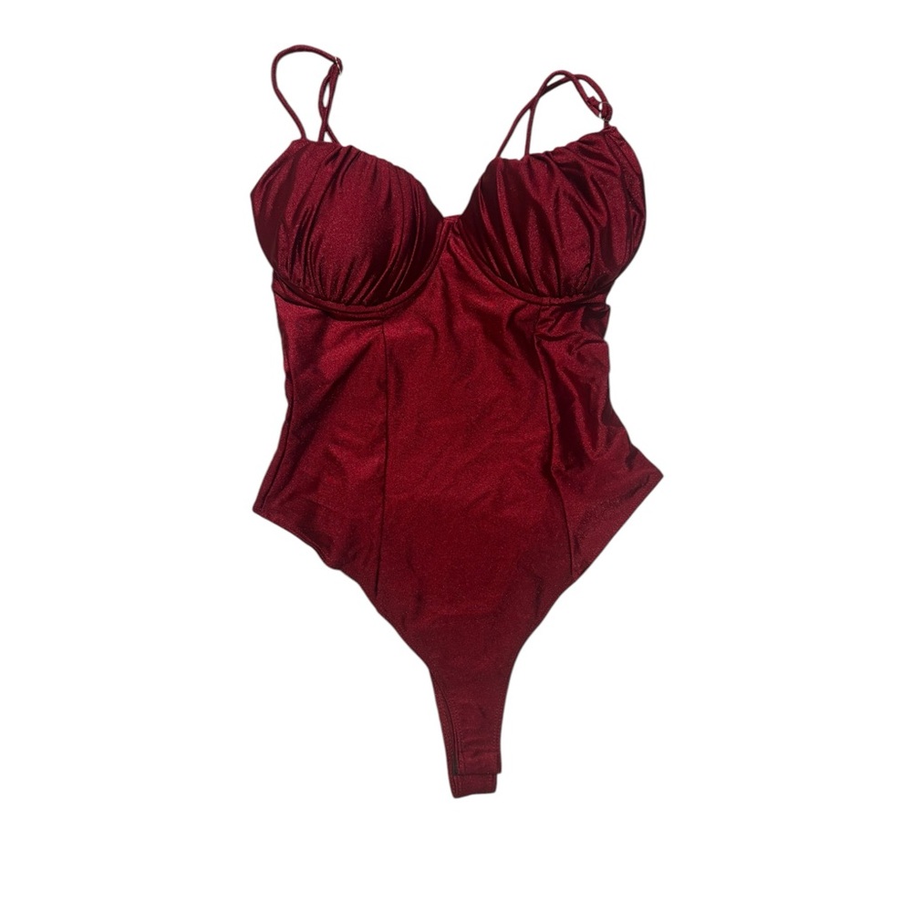 Silk/Satin Burgundy Bodysuit